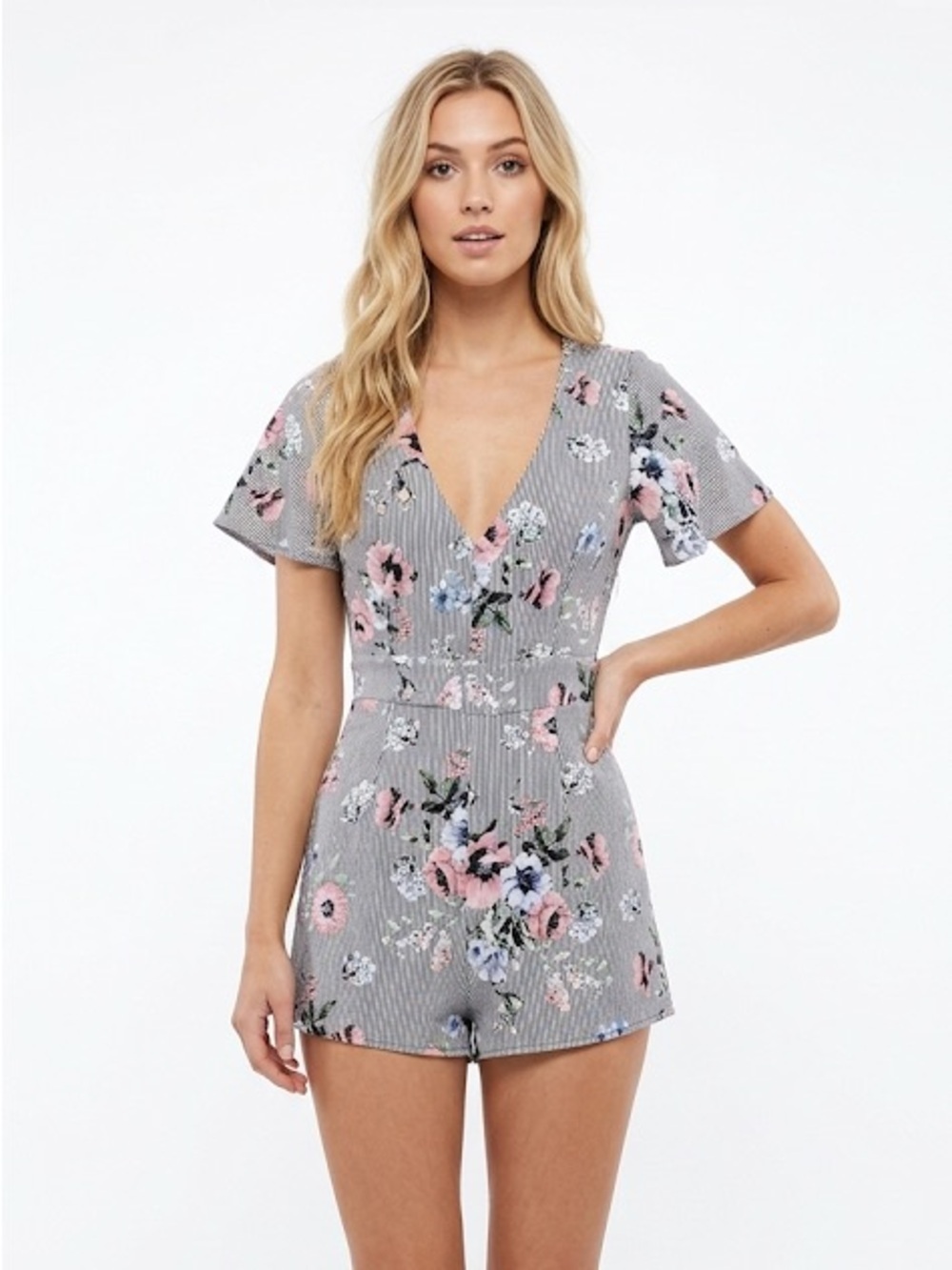 CRYSTAL DOLL juniors size 7 flirty striped romper